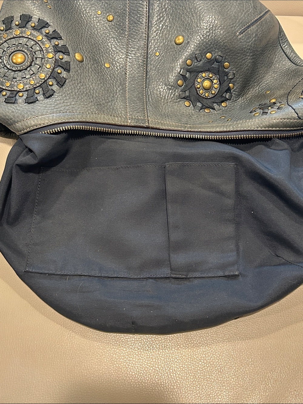 Coach RARE Mia Laced Studded Teal Leather Shoulder Hobo - Picture 12 of 17